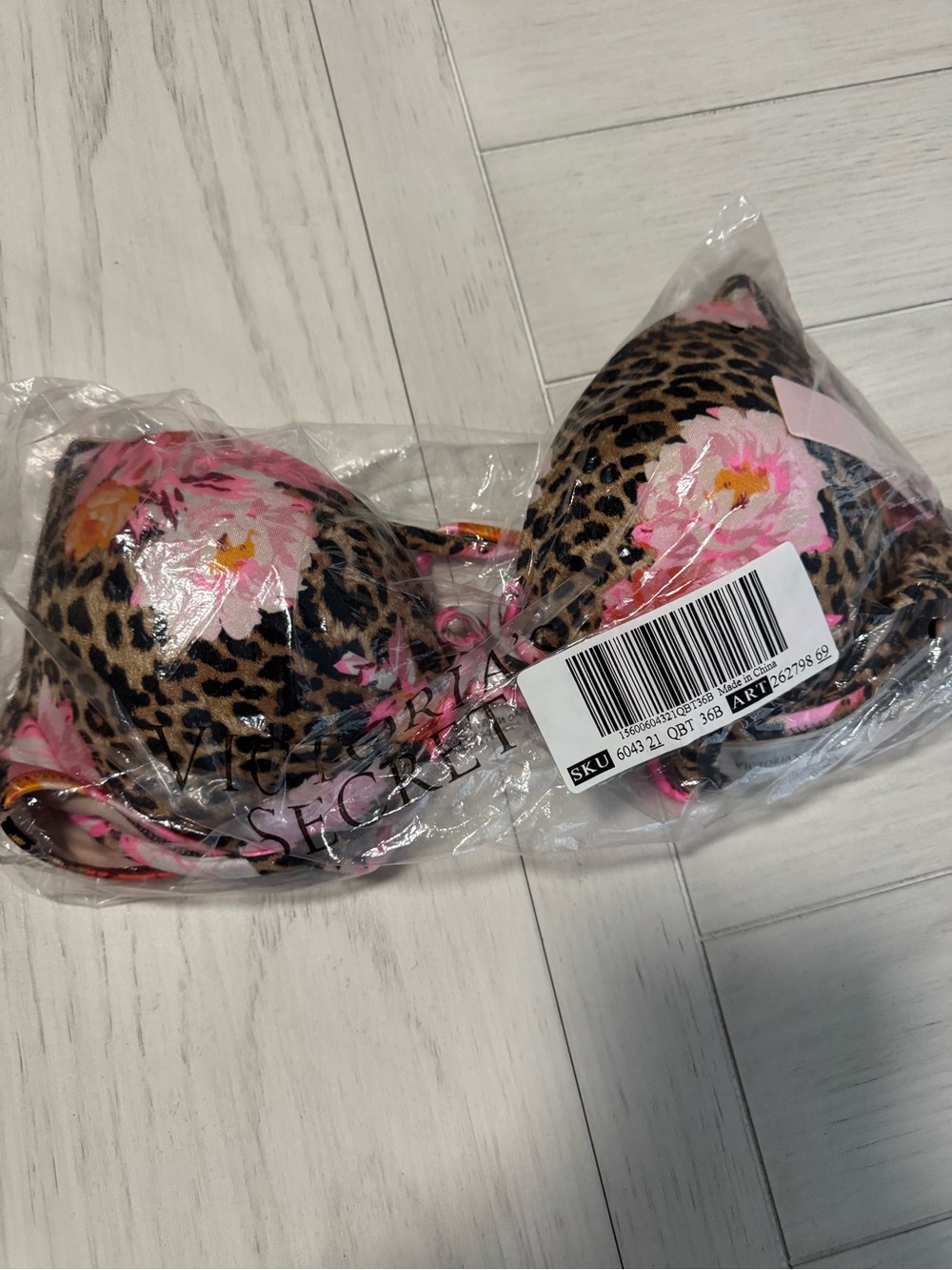 Victoria's Secret Leopard Floral Push-Up Bra - Pink/Brown